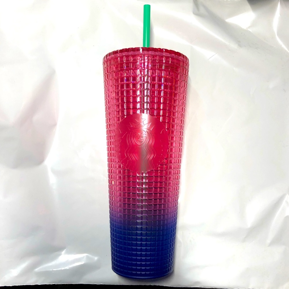 Starbucks Summer 2022 Watermelon Pink & Indigo Blue Ombre venti Grid  tumbler
